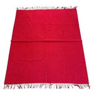 Alicia Adams Alpaca Blend Classic Throw Solid Red Fringe Wool Cozy Cabin 68 X 55